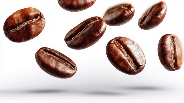 Roasted Coffee Beans in Mid-Air A Freshly Brewed Aroma