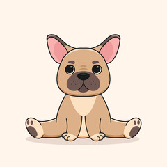 Cute cartoon French bulldog. Isolated background. Flat style vector illustration