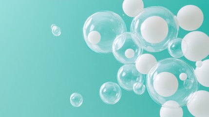 Abstract image of floating translucent spheres and orbs