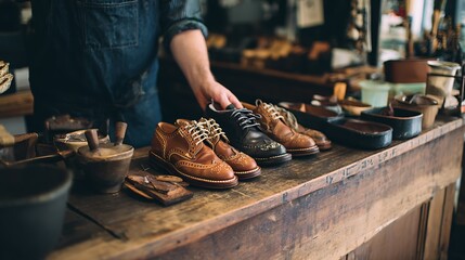 An artisan's collection of handcrafted leather shoes