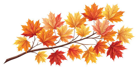 Tree Branch with Vibrant Autumn Leaves Isolated on Transparent Background
Detailed Fall Foliage Branch with Red, Orange, and Yellow Leaves