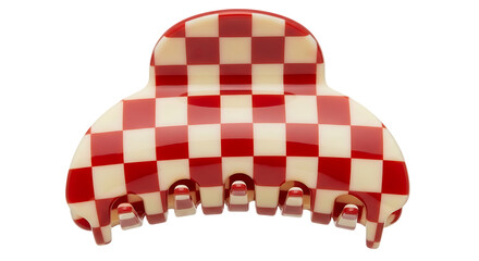 Fototapeta premium Illustration of red and white checkered claw hair clip isolated on transparent background