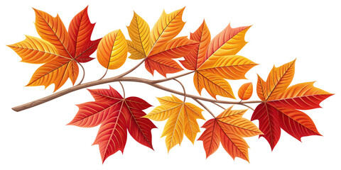 Tree Branch with Vibrant Autumn Leaves Isolated on Transparent Background
Detailed Fall Foliage Branch with Red, Orange, and Yellow Leaves