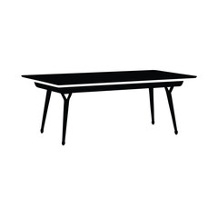 Minimalist black silhouette of a table on a clean white background