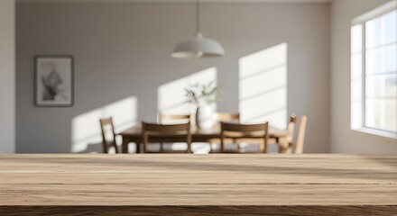 Fototapeta premium Stylish living room with dining table and warm wooden floor, interior design background