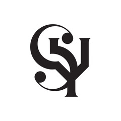 Monogram of the letter S and Y. Abstract, outline and elegant.