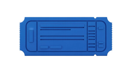 Isolated blue admission ticket for events, movies, or shows, ready to be used by the public