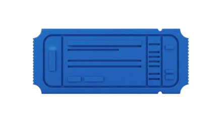 Isolated blue admission ticket for events, movies, or shows, ready to be used by the public