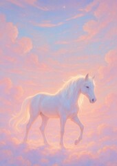 Obraz premium Majestic horse amidst dreamy clouds.