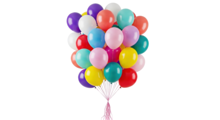 Isolated multi-colored balloons bunch for holiday event, celebration or birthday party