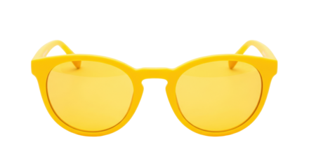 Isolated yellow tinted sunglasses for summer fashion with retro round frames style