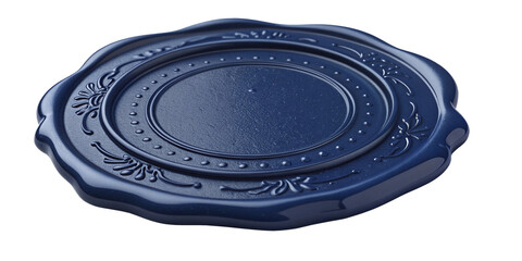Decorative Navy Blue Wax Seal Stamp Impression with Ornate Floral Border
Elegant Glossy Wax Seal with Blank Center and Intricate Scalloped Edge