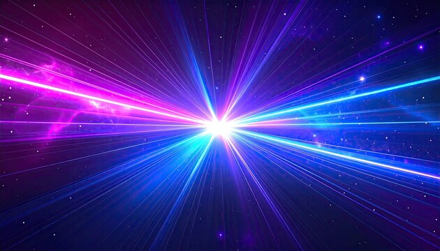 Light Beams Converge in Cosmic Background. Event flyer, wallpaper, sci-fi