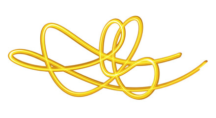 A tangled glowing yellow line on a black background in a vector art on transparent background