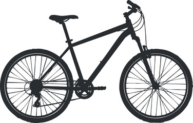 Fototapeta premium Silhouette of a mountain bike showcasing its frame and wheels for cycling enthusiasts..