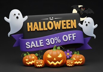Halloween sale 30 off with pumpkins and ghosts