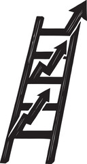 Conceptual illustration of upward progress and growth represented by arrows climbing a ladder symbolizing career advancement and business success