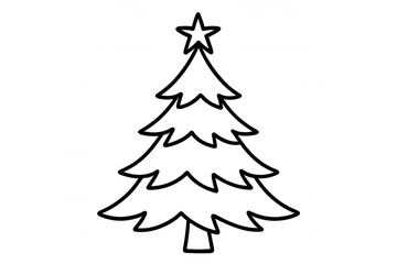 Obraz premium Christmas tree icon line art vector, celebrating winter holidays, festive season decoration, evergreen symbol