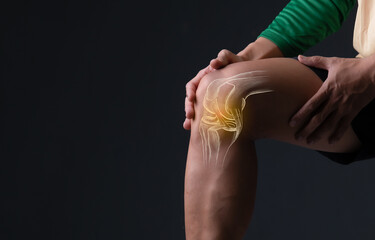 Knee Pain and Injury Concept with Glowing Joint X-ray Overlay