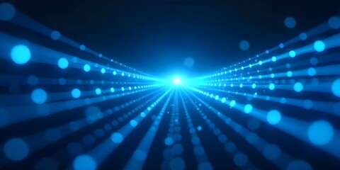 Obraz premium Abstract blue light trails converging towards a central point, creating a sense of speed and motion, light blue