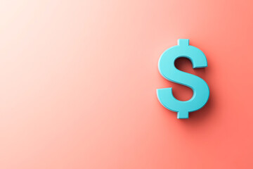 Obraz premium A stylized dollar sign in blue against a soft coral background, symbolizing finance or commerce.