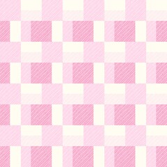 Pink and white gingham checkered seamless pattern background