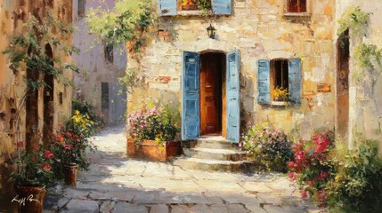Italian alleyway painting