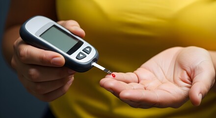 Fototapeta premium Person checking blood sugar with a glucose meter