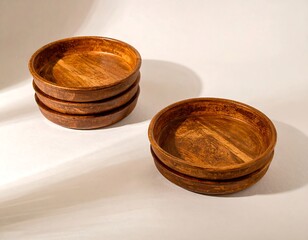 Wooden bowls stacked