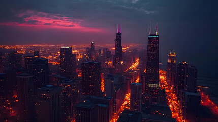 Fototapeta premium A panoramic city view of Chicago.