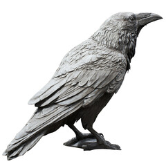 Stone Raven Statue on Transparent Background