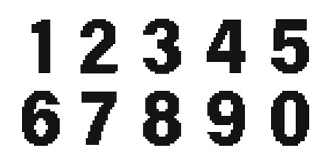 Pixel number collection. Score of sports game or championship in retro pixel style.