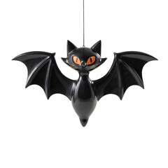 Halloween Bat Decoration Suspended on String Against on Transparent Background