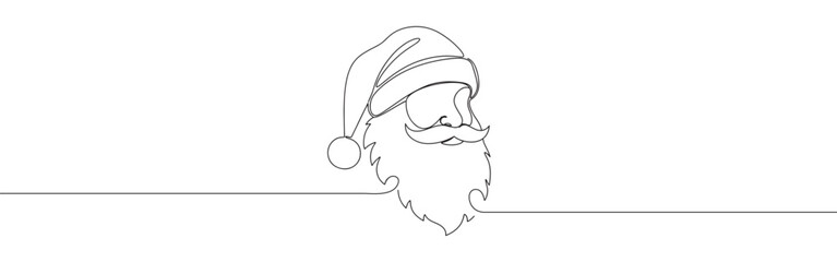 Santa Claus line art. Christmas xmas minimal simple art. Santa continuous one line drawing.