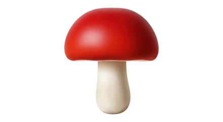 Isolated Mushroom on a Seamless Backdrop, Fungi Reddish Cap and Light-Colored Stem