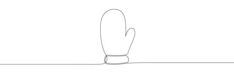 Mitten line art. Winter background. Gloves continuous one line drawing.