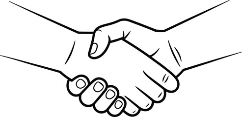 Fototapeta premium Handshake agreement monochrome vector illustration collaboration partnership success business concept