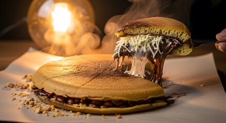 Delicious Indonesian Street Food Dessert Martabak Manis.