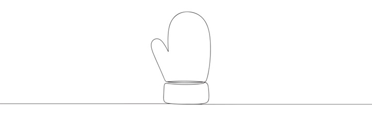 Mitten line art. Winter background. Gloves continuous one line drawing.