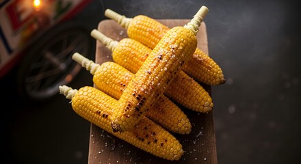 Delicious Pile of Freshly Grilled Corn on the Cob.