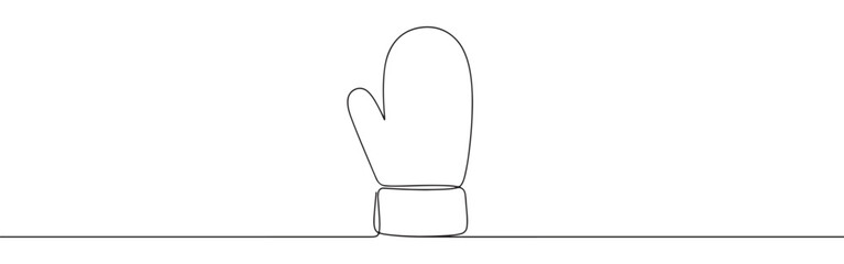 Mitten line art. Winter background. Gloves continuous one line drawing.