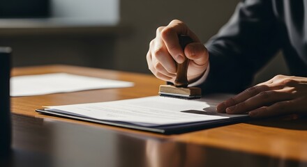 Document Authentication - Official Stamp on Paper.