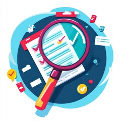 Colorful Infographic with Magnifying Glass and Checklist Focus
