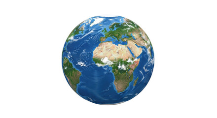 Isolated Earth globe continent Africa Europe, realistic view, map of world, graphic design