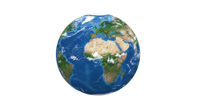 Isolated Earth globe continent Africa Europe, realistic view, map of world, graphic design