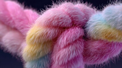 Close-up of a pastel braided fluffy abstract texture