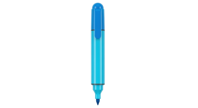 Isolated turquoise marker pen for school or office art drawing supply equipment tool