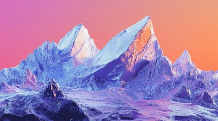 Snowy peaks at sunset, Himalayan range. Background Colorful sky. Use Wallpaper, travel