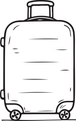 Obraz premium Simple Suitcase Baggage Hand-drawn Sketch Drawing Vector Illustration, Line Linear Symbol Engraving Coloring Book, Black and White Isolated