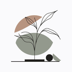 Flat design boho wall art illustration